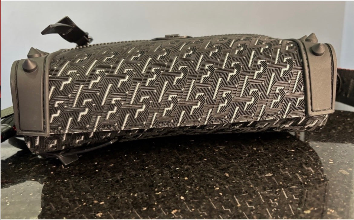 Christian Louboutin Loubitown Techno Bag Black Monogram Spiked Crossbody