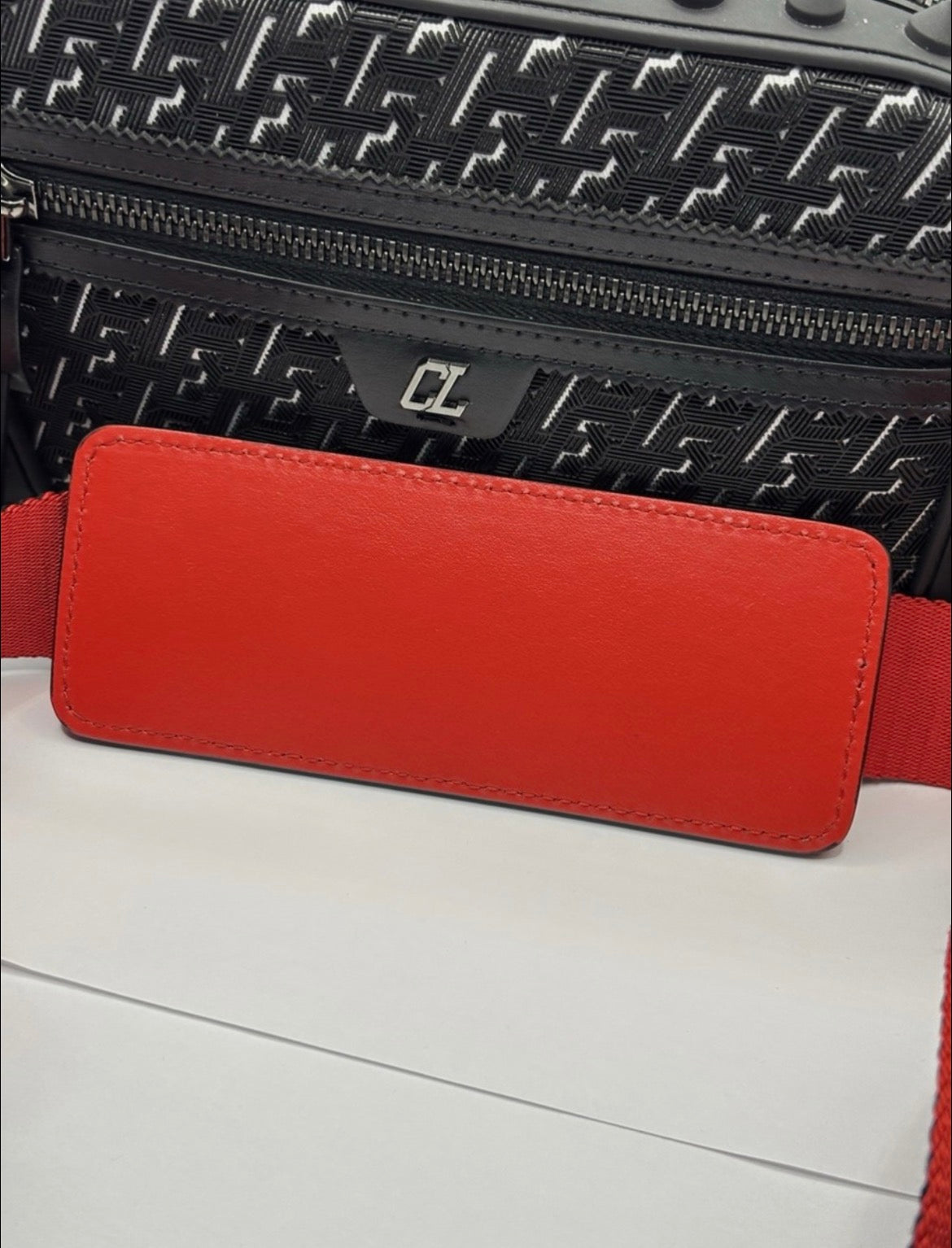 Christian Louboutin Loubitown Techno Bag Black Monogram Spiked Crossbody