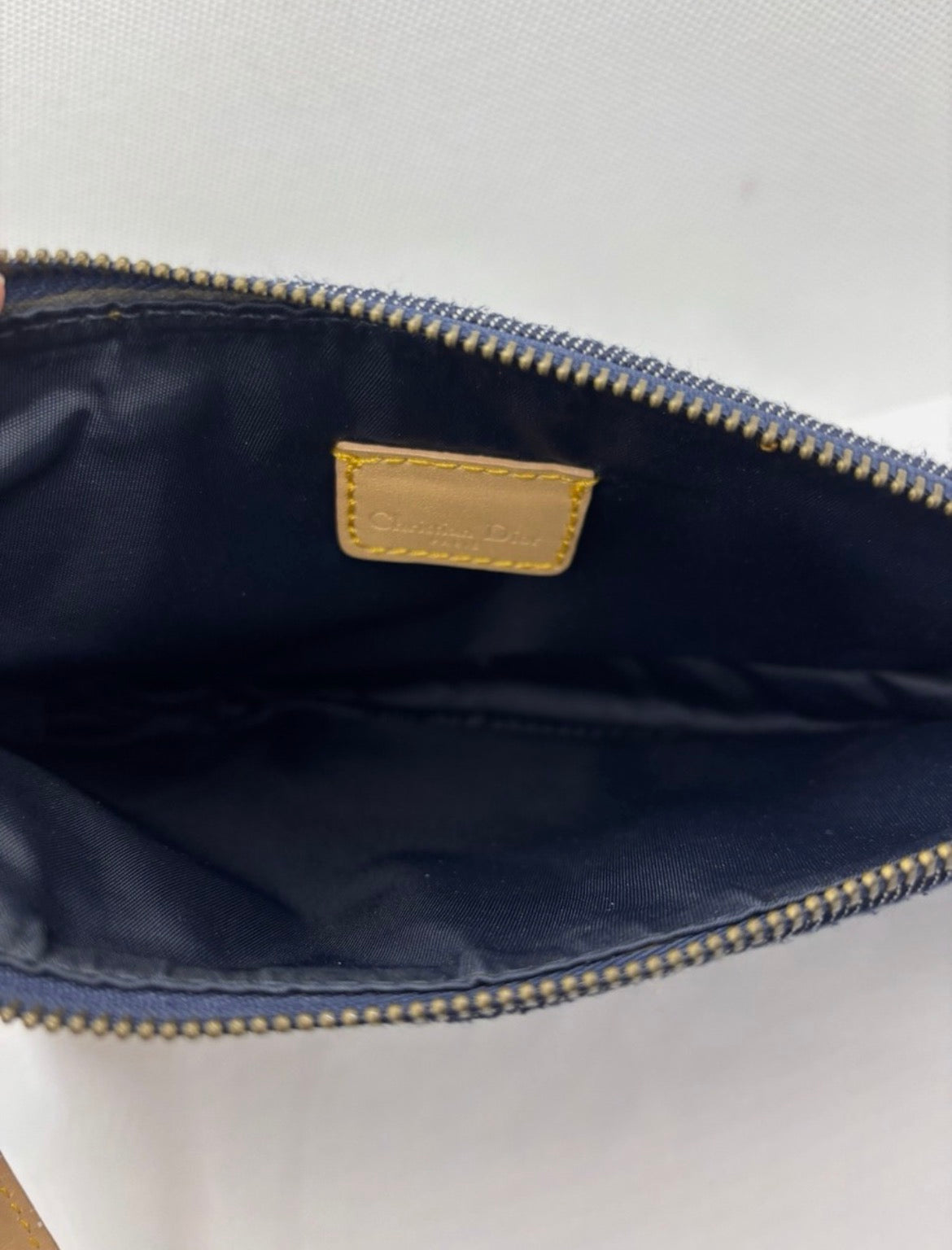 Christian Dior Denim Saddle Pochette Blue Jean Y2K Shoulder Bag Gold Hardware