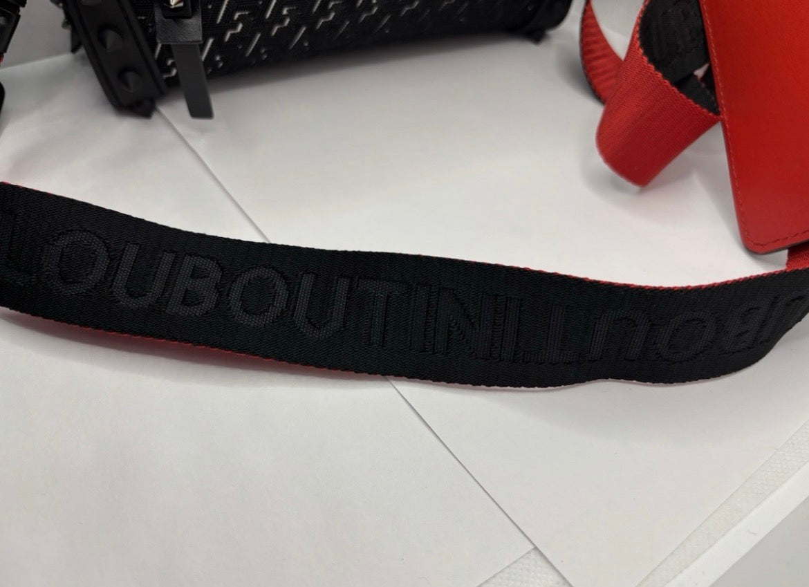 Christian Louboutin Loubitown Techno Bag Black Monogram Spiked Crossbody