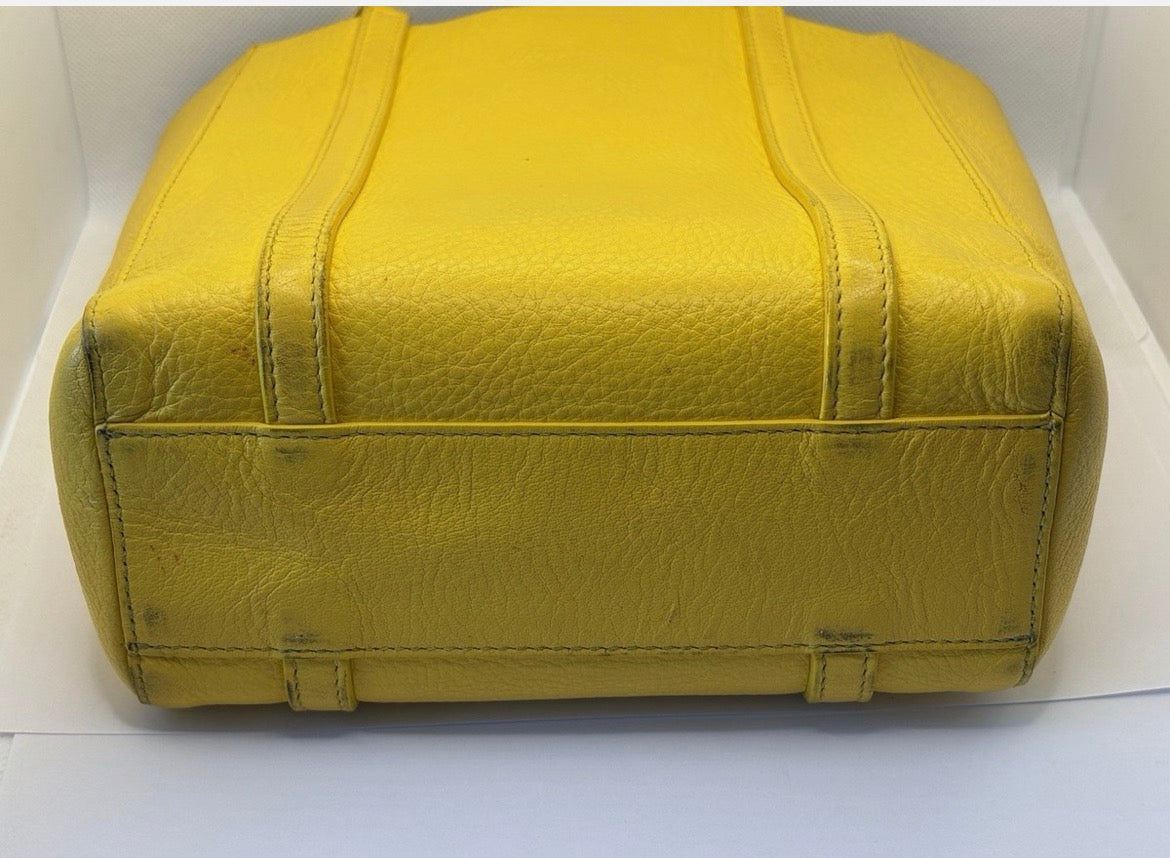 Balenciaga Everyday Tote XXS Yellow Leather Logo Bag Black Interior Entrupy