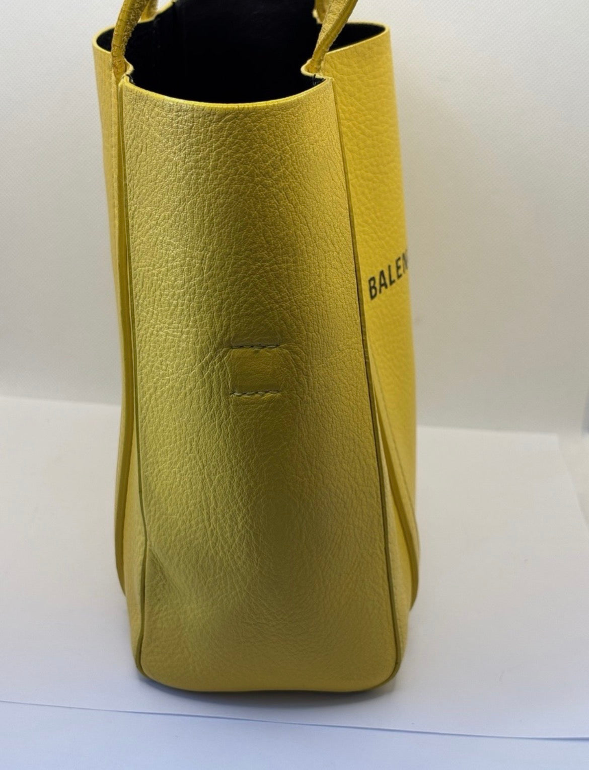 Balenciaga Everyday Tote XXS Yellow Leather Logo Bag Black Interior Entrupy